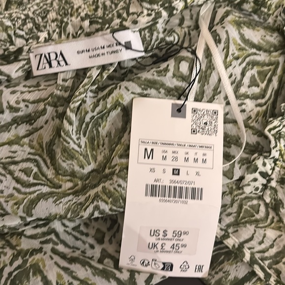 Zara, green and cream midi dress. - Picture 3 of 4